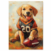 Labrador Dog Wall Painting for Football Players Home Décor Gift Idea for Dog Friends Sports Room on Ready to Hang 1.5" Thick Canvas Wrap, Floating Framed Canvas, Flat Rolled Canvas